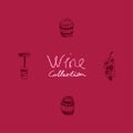 Wine icons set in vector. Wine cork, octave, grape, stopper